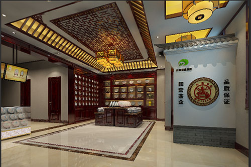 东丽古朴典雅的中式茶叶店大堂设计效果图