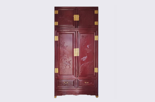 东丽高端中式家居装修深红色纯实木衣柜
