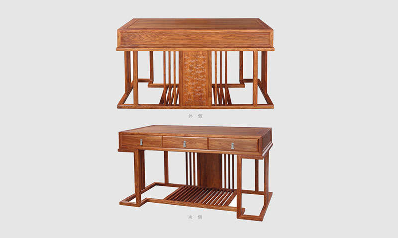 东丽 别墅中式家居书房装修实木书桌效果图